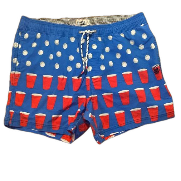 Party Pants Other - Party Pants Swim Board Shorts Trunks Patriotic Red White Blue Men’s XL